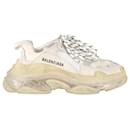 Balenciaga Triple S Clear Sole in White Leather and Mesh