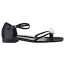 Toteme Faux Pearl-Embellished Sandals in Black Satin - Totême