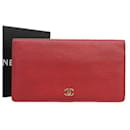 Chanel Leather Bifold Wallet Leather Long Wallet 6 in Good condition
