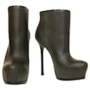 YSL Yves Saint Laurent Gray Snake Embossed leather Tribute ankle bootie EU 39