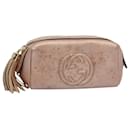 GUCCI Fringe Pouch Leather Pink 308634 auth 53804 - Gucci