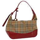 Burberrys Nova Check Hand Bag Canvas Leather Beige Red Auth 53395 - Autre Marque