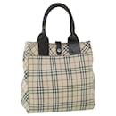 BURBERRY Nova Check Blue Label Hand Bag Canvas Leather Beige Brown Auth 53790 - Burberry