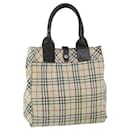 BURBERRY Nova Check Blue Label Borsa a mano Tela Pelle Beige Marrone Aut 53790 - Burberry