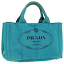 PRADA Canapa PM Hand Bag Canvas Light Blue Auth ep1689 - Prada