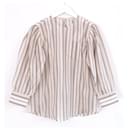 Brunello Cucinelli striped puffed sleeve blouse