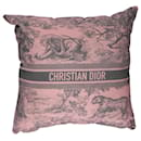 DIOR Coussin Carré Toile de Jouy Rose NEUF - Christian Dior