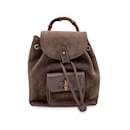Vintage Brown Suede Bamboo Small Backpack Shoulder Bag - Gucci