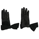 Black leather and silk gloves - Louis Vuitton