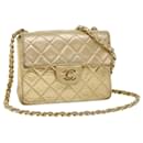 CHANEL Matelasse Turn Lock Chain Shoulder Bag Lamb Skin Gold CC Auth 53752a - Chanel