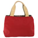 BURBERRY Nova Check Borsa a mano Nylon Pelle Rosso Beige Auth ac2171 - Burberry