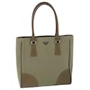 PRADA Hand Bag Canvas Leather Green Auth 53252 - Prada