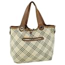 BURBERRY Nova Check Blue Label Hand Bag Canvas Leather Beige Brown Auth 53793 - Burberry