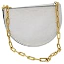 BURBERRY Olympia Chain Shoulder Bag Leather Silver Auth 54029 - Burberry