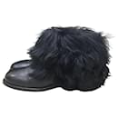 Chanel Black Leather Faux Fur Boots