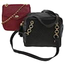 BALLY Chain Shoulder Bag Leather 2Set Black Red Auth yk7224 - Bally