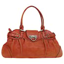 Salvatore Ferragamo Gancini Hand Bag Leather Orange AB-21 5370 auth 44570