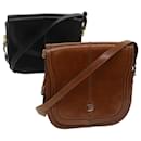 BALLY Shoulder Bag Leather 2Set Black Brown Auth bs5758 - Bally