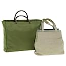 PRADA Hand Bag Nylon Canvas 2Set Green Beige Auth bs5769 - Prada