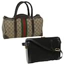 GUCCI GG Canvas Web Sherry Line Hand Bag 2Set Beige Red Green Auth ar8498 - Gucci