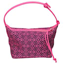 Bolsa pequena com anagrama Cubi rosa e jacquard com acabamento em couro - Loewe