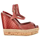 Gucci Guccissima Wedge Sandals in Brown Leather