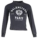 Balenciaga Sweat-shirt Varsity Logo Imprimé en Coton Gris