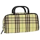 BURBERRY Nova Check Hand Bag Nylon Leather Yellow Brown Auth 53816 - Burberry
