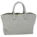 BURBERRY Tote Bag Leather Gray White Auth ac2169 - Burberry