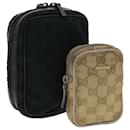 Gucci GG Canvas Louch 2Set Negro Beige Auth am3271
