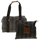 FENDI Pecan Canvas Pouch Shoulder Bag Coated Canvas 2Set Brown Black Auth ti1034 - Fendi