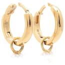 Gold plated rhinestone embellished logo drop earrings - Fendi