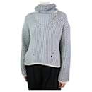 Suéter cinza com gola redonda e mistura de seda - tamanho Reino Unido 12 - Fendi
