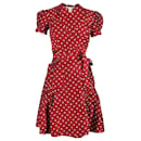 Diane Von Furstenberg Polka Dot Wrap Dress in Red Silk