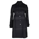 Burberry Checkered Buttoned Coat in Black Cupro