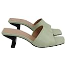 By Far Lily Mule Sandals in Green Leather 
