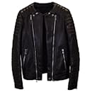 Balmain Biker Collarless Jacket In Black Lambskin Leather 