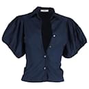 Camicia Prada con maniche a palloncino in cotone Blu Navy
