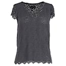 Zadig & Voltaire V-Neck Lace Top in Grey Cotton