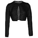 Alaia Perforated Cropped Cardigan in Black Wool - Alaïa