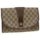 GUCCI GG Canvas Web Sherry Line Clutch Bag PVC Leather Beige Green Auth 53257 - Gucci