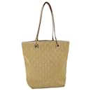GUCCI GG Canvas Hand Bag Canvas Leather Gold Auth 53657 - Gucci
