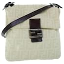 FENDI Mamma Baguette Shoulder Bag Canvas Leather Beige Brown Auth 54030 - Fendi