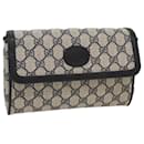 GUCCI GG Canvas Pouch PVC Leather Gray Navy Auth ep1605 - Gucci