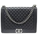 CHANEL GRAND BOY HANDBAG IN BLACK QUILTED LEATHER WITH HAND BAG CROSSBODY - Chanel