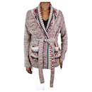 Multicoloured belted patterned pocket cardigan - size XS - Autre Marque