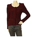 IRO Molly Burgundy Knit Woolen Cardigan Jacket épaules rembourrées sz 0 - Iro