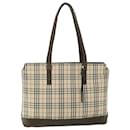 BURBERRY Nova Check Tote Bag Canvas Leather Beige Brown Auth 53722 - Burberry