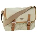 PRADA Shoulder Bag Nylon Leather Cream Auth 53700 - Prada