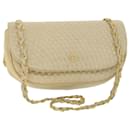 BALLY Chain Quilted Shoulder Bag Leather Beige Auth ep1717 - Bally